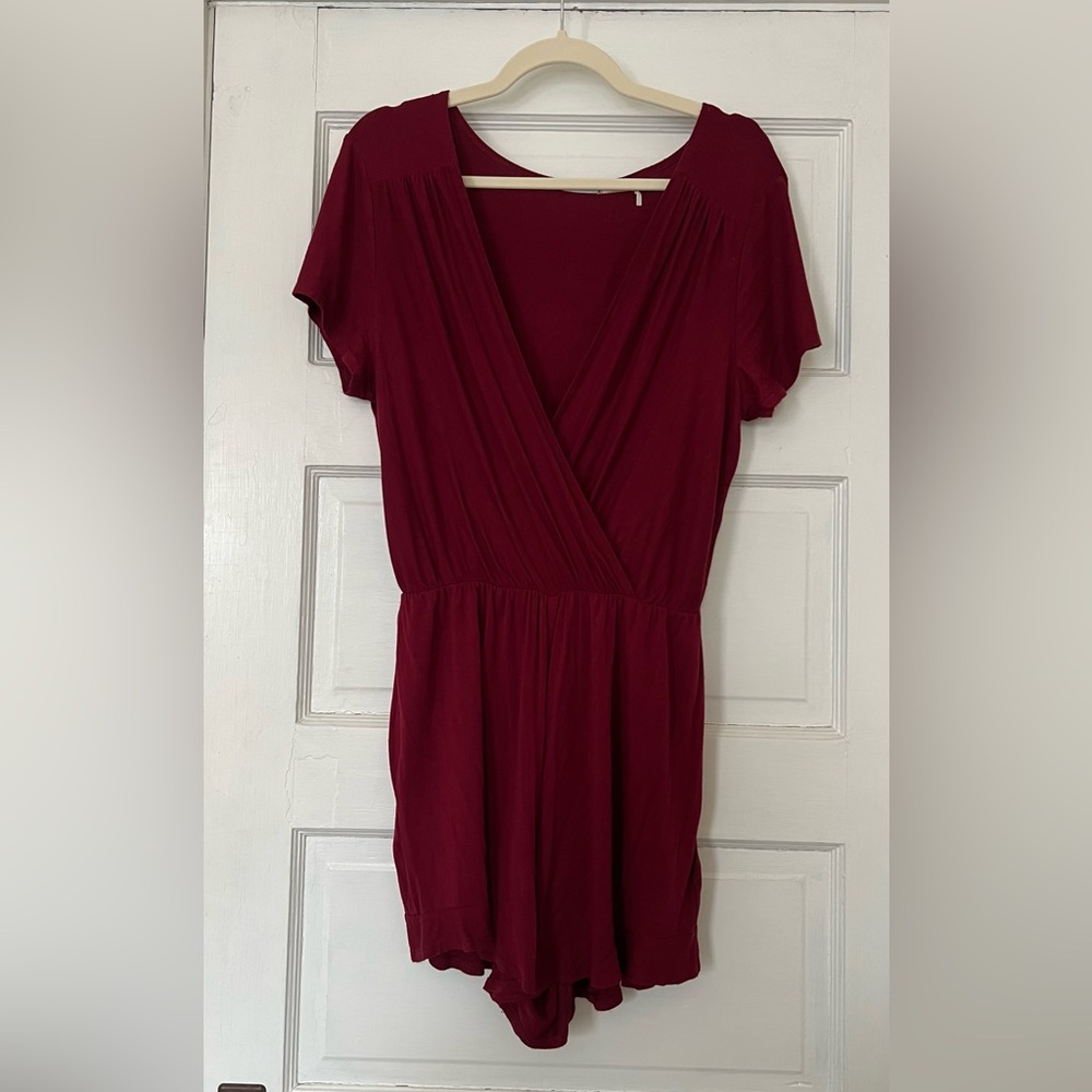 Elegant Flowy Burgundy Romper